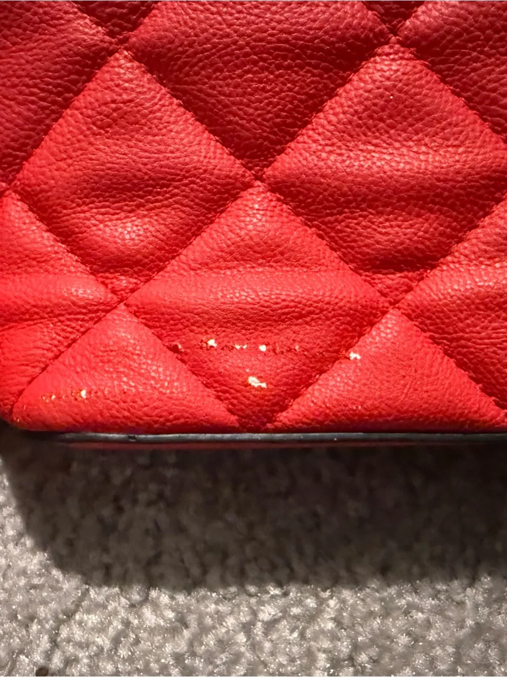 Quilted Red Betsey Johnson  Bag with Gold Nameplate